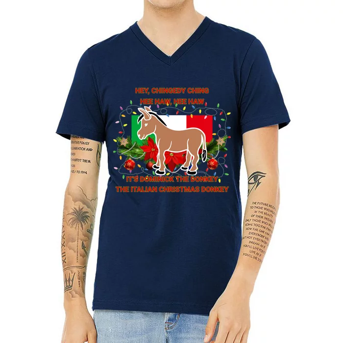 Funny Christmas Gift Dominick The Italian Christmas Donkey V-Neck T-Shirt