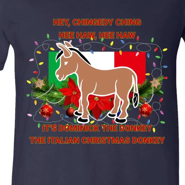 Funny Christmas Gift Dominick The Italian Christmas Donkey V-Neck T-Shirt