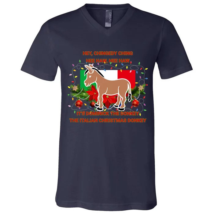 Funny Christmas Gift Dominick The Italian Christmas Donkey V-Neck T-Shirt