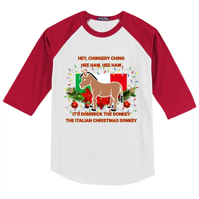 Funny Christmas Gift Dominick The Italian Christmas Donkey Kids Colorblock Raglan Jersey