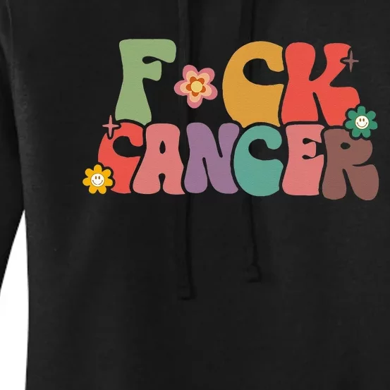 Fuck Cancer Groovy Retro Women's Pullover Hoodie