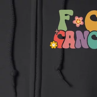 Fuck Cancer Groovy Retro Full Zip Hoodie