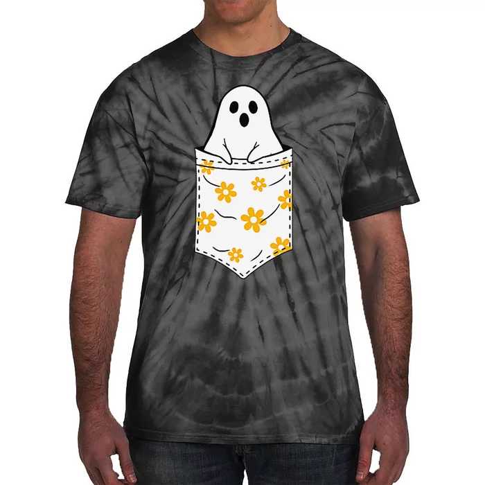 Funny Cute Ghost In A Pocket Funny Halloween Tie-Dye T-Shirt