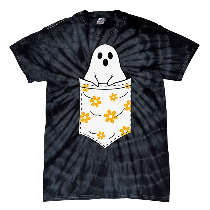 Funny Cute Ghost In A Pocket Funny Halloween Tie-Dye T-Shirt