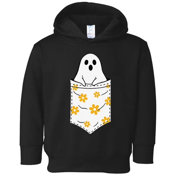 Funny Cute Ghost In A Pocket Funny Halloween Toddler Hoodie