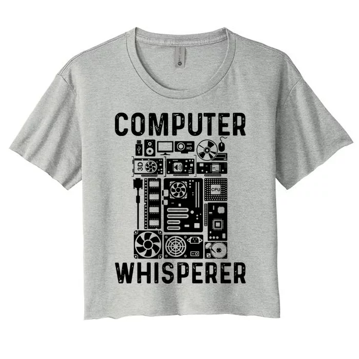 Funny Computer Geek Tech Nerd Computer Whisperer Women's Crop Top Tee