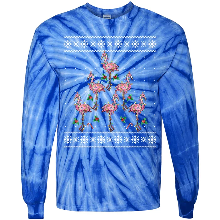 Flamingo Christmas Gift Ugly Sweater Gift Tie-Dye Long Sleeve Shirt