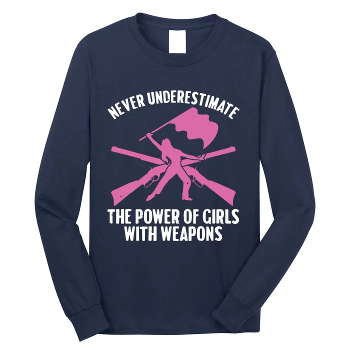 Funny Color Guard Art For Women Girl Rifle Flag Colorguard Long Sleeve Shirt