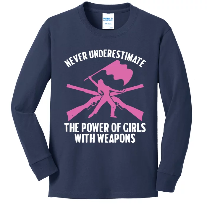 Funny Color Guard Art For Women Girl Rifle Flag Colorguard Kids Long Sleeve Shirt