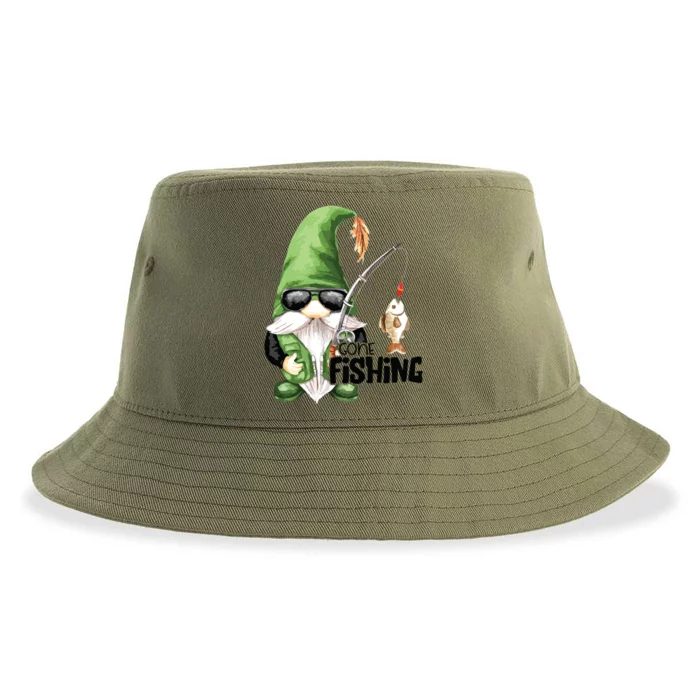 Fun Christmas Gone Fishing Gnome Fisherman Friends Sustainable Bucket Hat