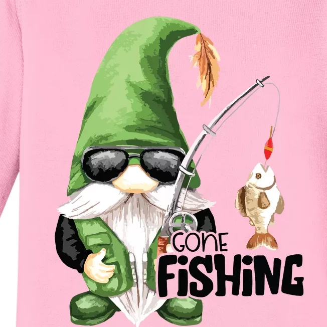 Fun Christmas Gone Fishing Gnome Fisherman Friends Baby Long Sleeve Bodysuit