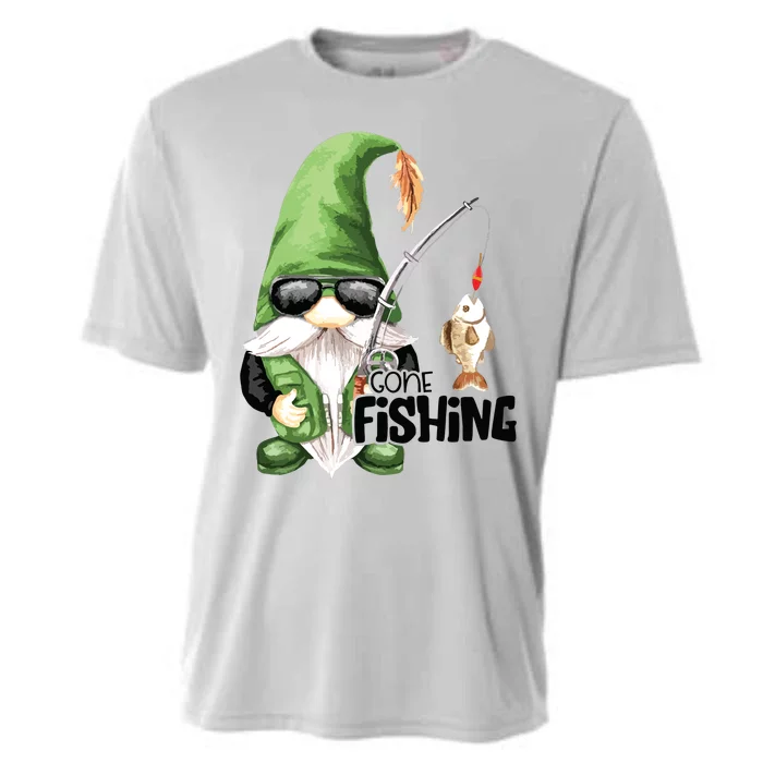 Fun Christmas Gone Fishing Gnome Fisherman Friends Cooling Performance Crew T-Shirt