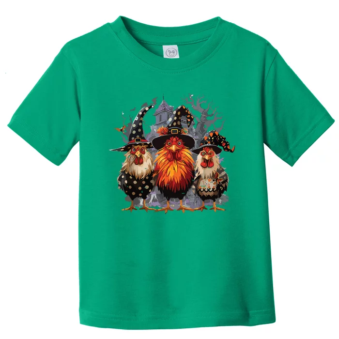 Funny Chicken Halloween Costume Spooky Season Chickens Witch Toddler T-Shirt