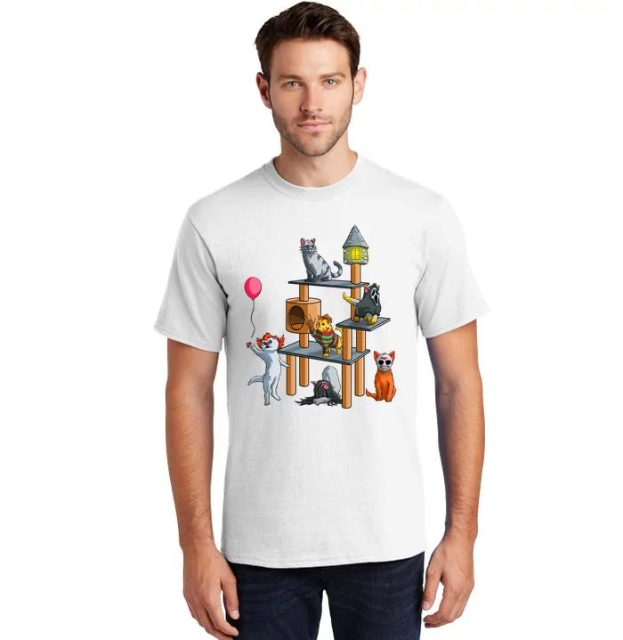 Funny Cat Horror Movies Cute Halloween Tall T-Shirt