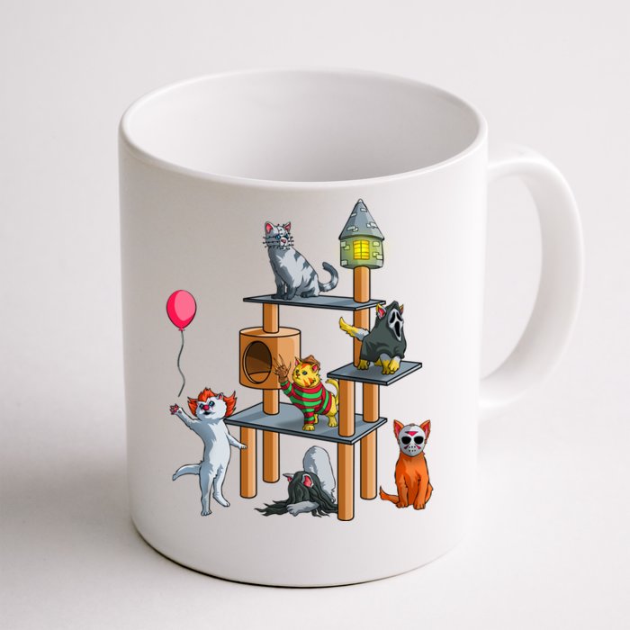 Funny Cat Horror Movies Cute Halloween Front & Back Coffee Mug