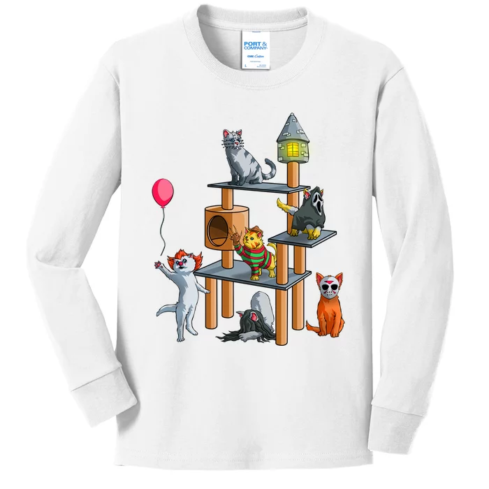 Funny Cat Horror Movies Cute Halloween Kids Long Sleeve Shirt