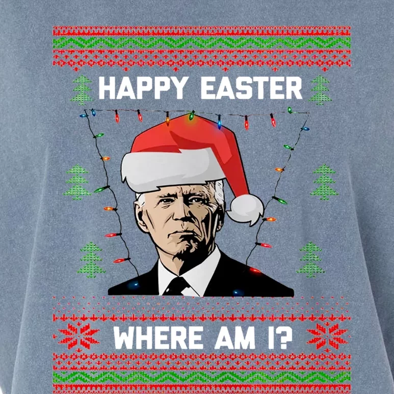 Funny Christmas Happy Easter Where Am I Joe Biden Meaningful Gift Garment-Dyed Women's Muscle Tee