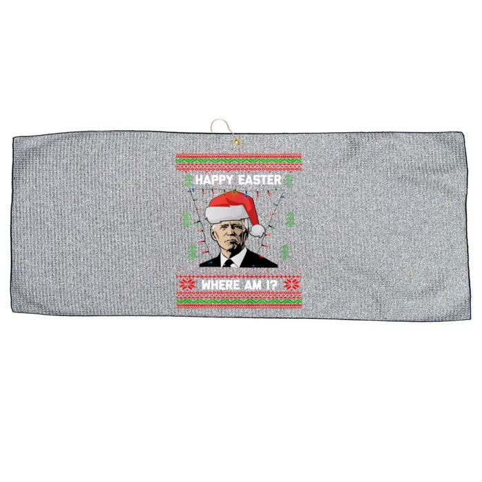 Funny Christmas Happy Easter Where Am I Joe Biden Meaningful Gift Large Microfiber Waffle Golf Towel