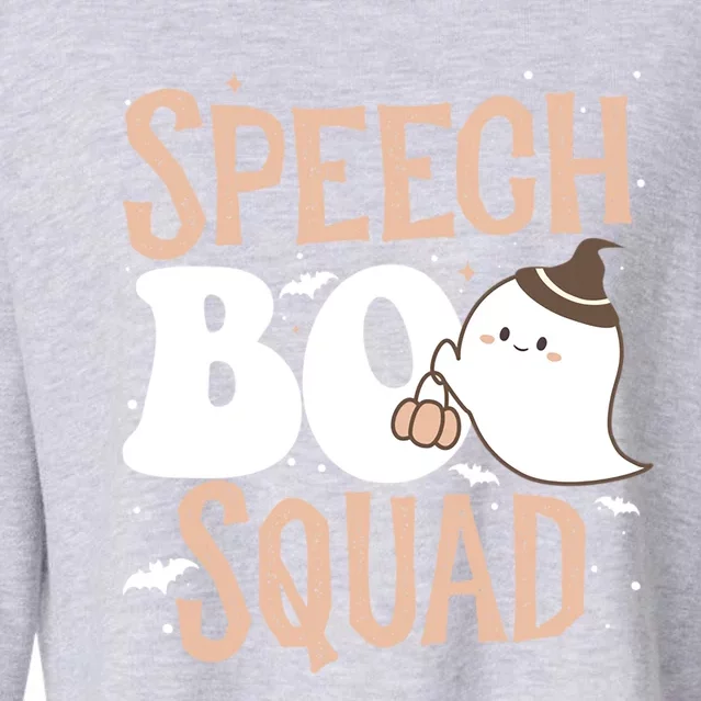 Funny Cute Halloween Speech Boo Squad Costume Teacher Cute Gift Cropped Pullover Crew