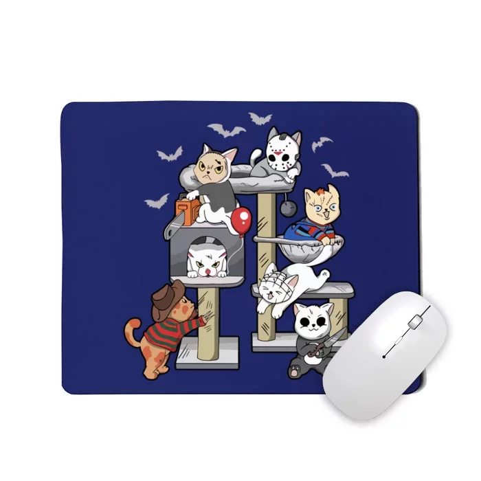 Funny Cat Horror Movies Cute Halloween Cat Lovers Matching Mousepad