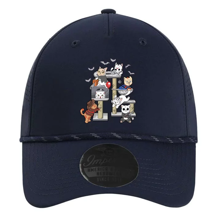 Funny Cat Horror Movies Cute Halloween Cat Lovers Matching Performance The Dyno Cap