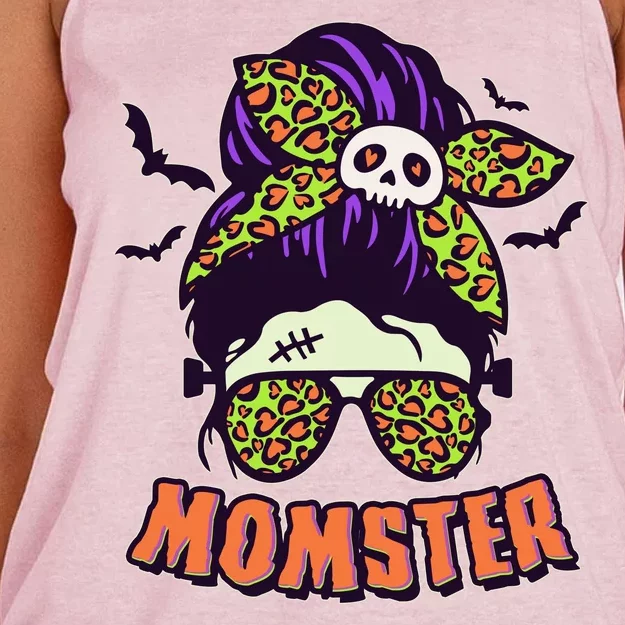 Funny Cute Halloween Momster Women's Knotted Racerback Tank