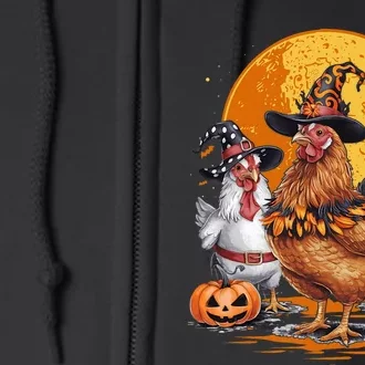 Funny Chicken Halloween Costume Spooky Season Chickens Witch Full Zip Hoodie