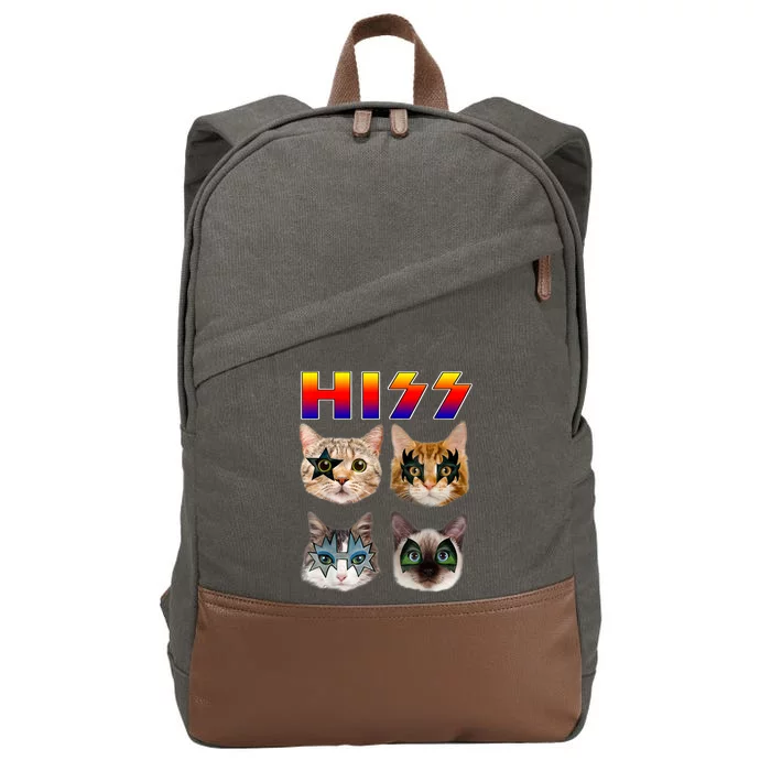 Funny Cat Hiss Rock And Roll For Cat Lover, Cat Dad, Cat Mom Cotton Canvas Backpack