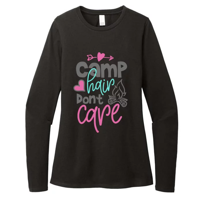 Funny Camp Hair Dont Care Camping Lover Cute Camper Gift Womens CVC Long Sleeve Shirt