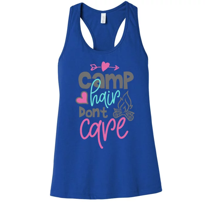 Funny Camp Hair Dont Care Camping Lover Cute Camper Gift Women's Racerback Tank