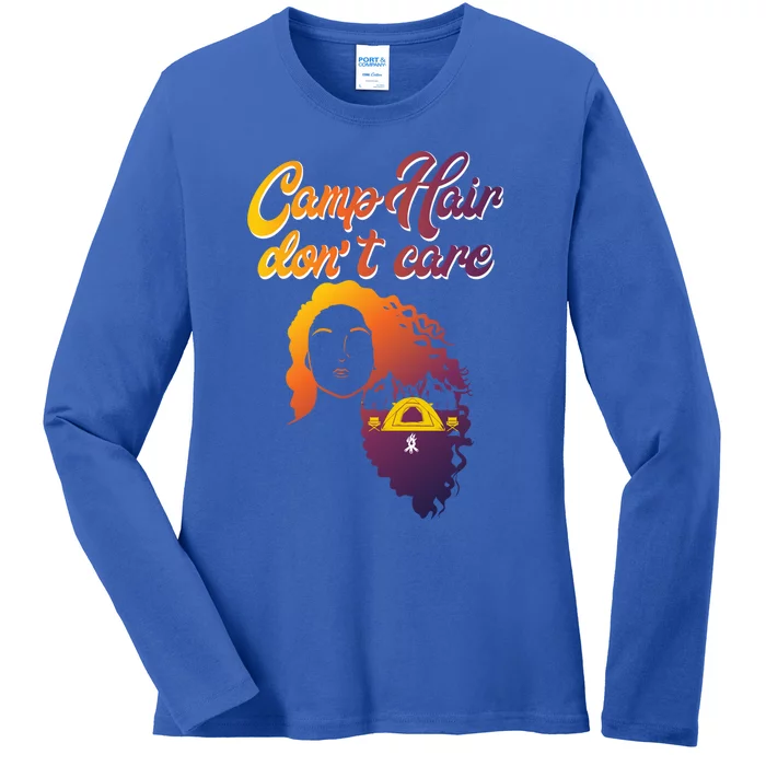 Funny Camp Hair Dont Care Design Love Camping Gift Ladies Long Sleeve Shirt