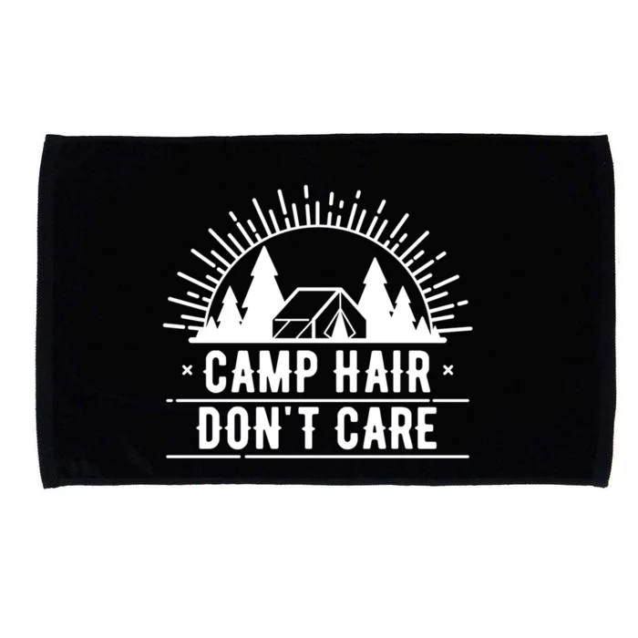 Funny Camp Hair Dont Care For Summer Camping Trips Gift Microfiber Hand Towel