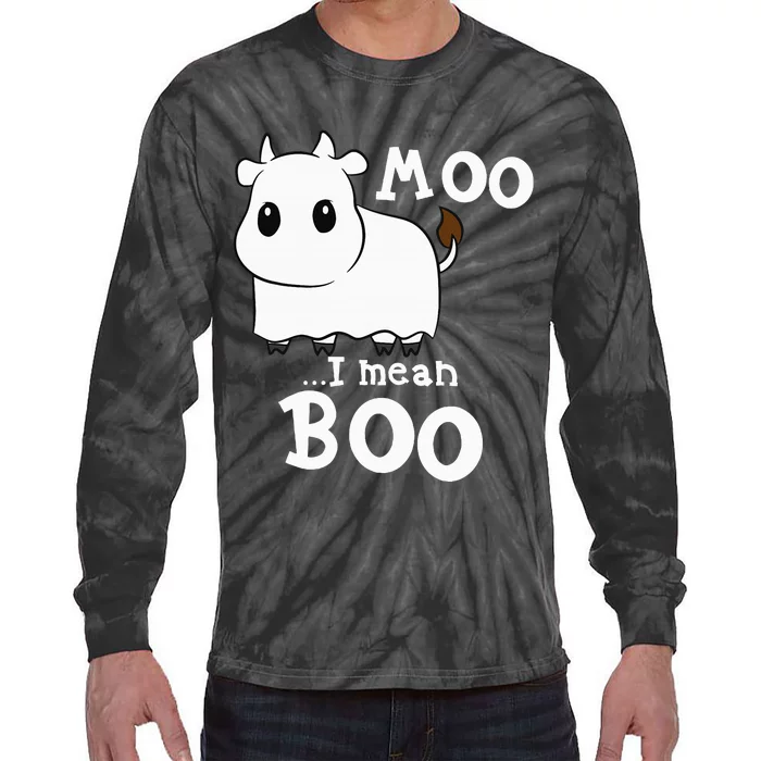 Funny Cow Halloween Costume Cows Boo Tie-Dye Long Sleeve Shirt