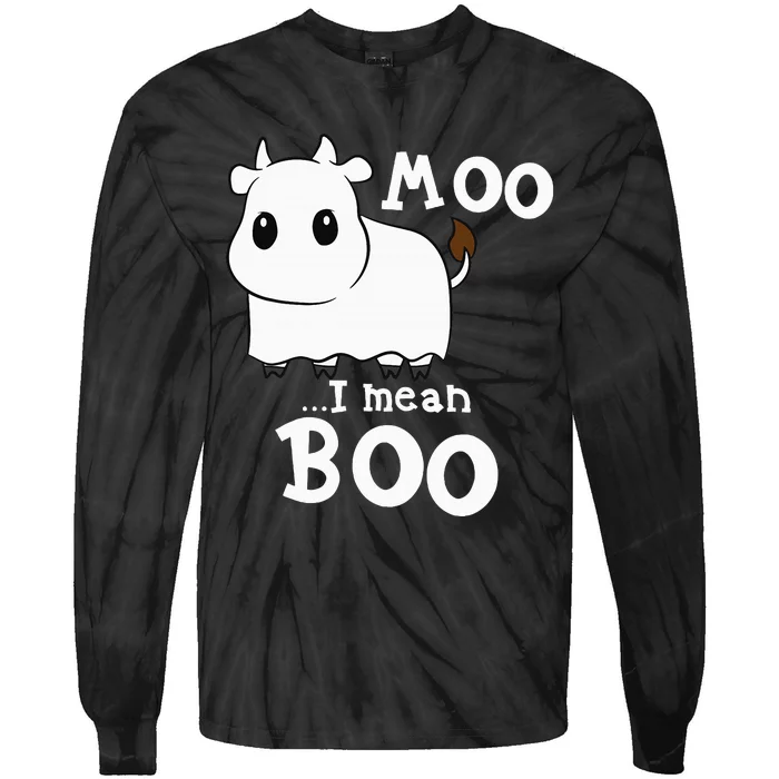 Funny Cow Halloween Costume Cows Boo Tie-Dye Long Sleeve Shirt