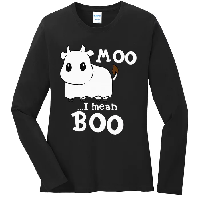 Funny Cow Halloween Costume Cows Boo Ladies Long Sleeve Shirt