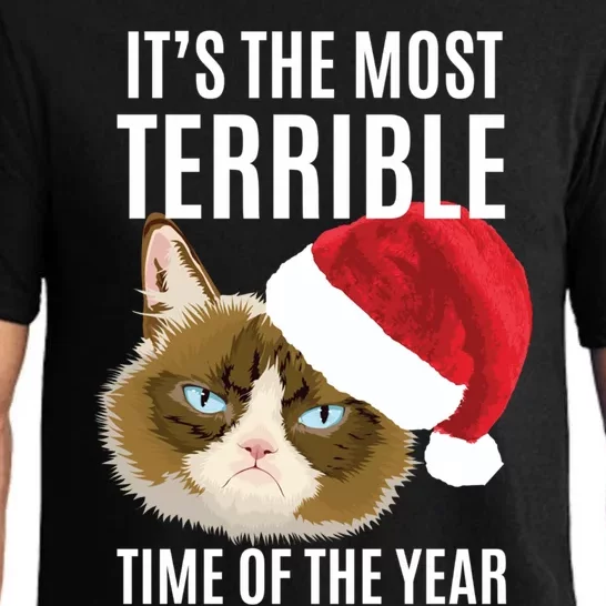 Funny Cat Hates Christmas Most Terrible Time Of The Year Gift Pajama Set