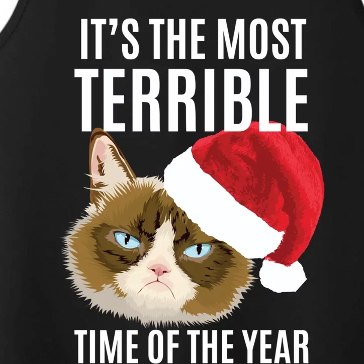 Funny Cat Hates Christmas Most Terrible Time Of The Year Gift Performance Tank