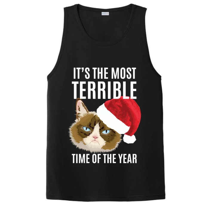 Funny Cat Hates Christmas Most Terrible Time Of The Year Gift Performance Tank