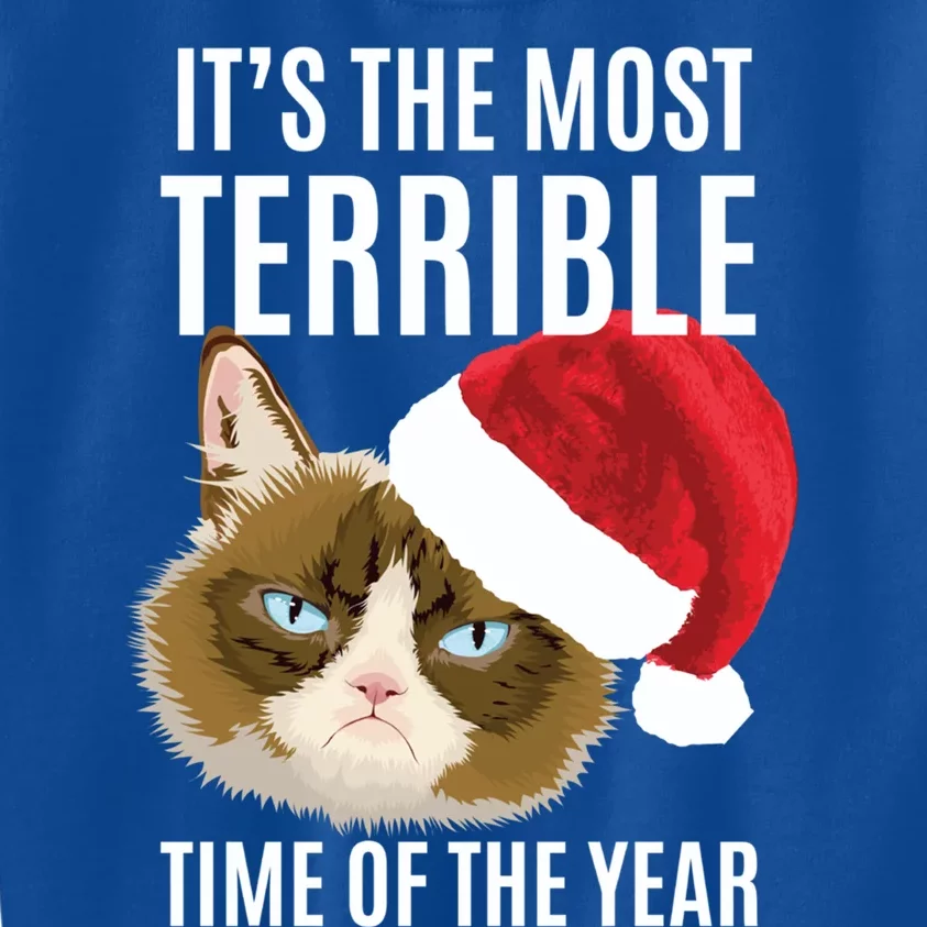 Funny Cat Hates Christmas Most Terrible Time Of The Year Gift Kids Sweatshirt