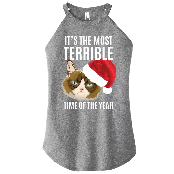 Funny Cat Hates Christmas Most Terrible Time Of The Year Gift Women’s Perfect Tri Rocker Tank