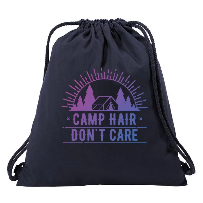 Funny Camp Hair Dont Care For Summer Camping Trips Gift Drawstring Bag