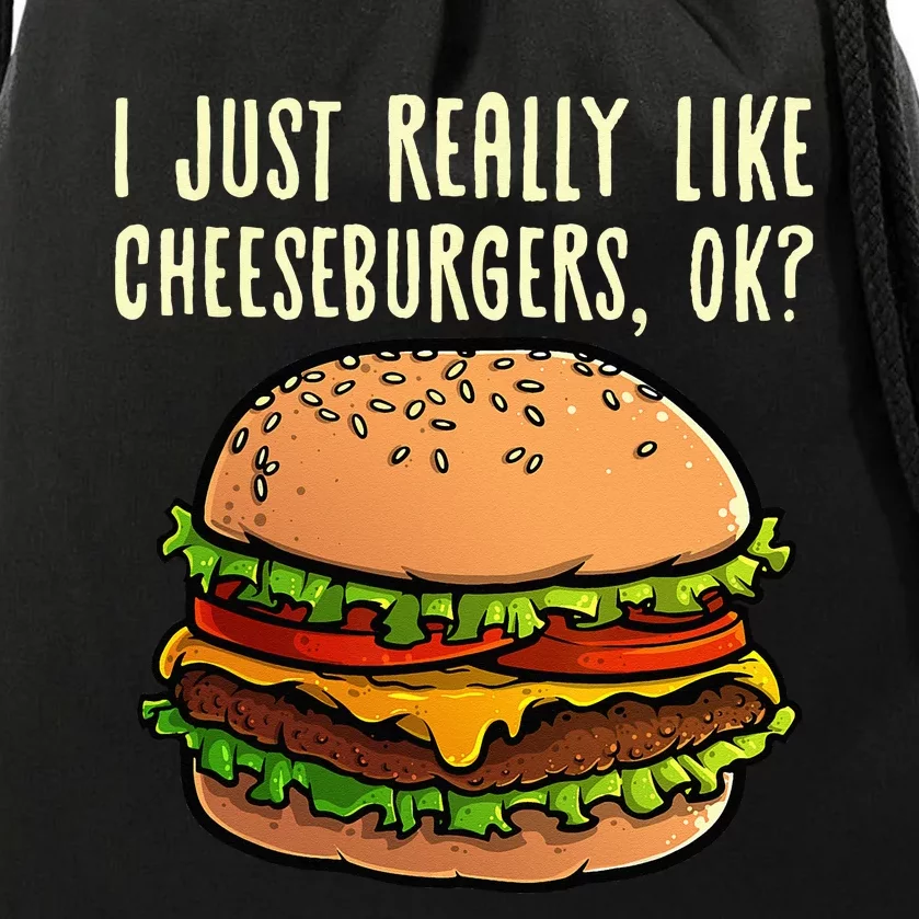 Funny Cheeseburger Hamburger Design Burger Lover Drawstring Bag