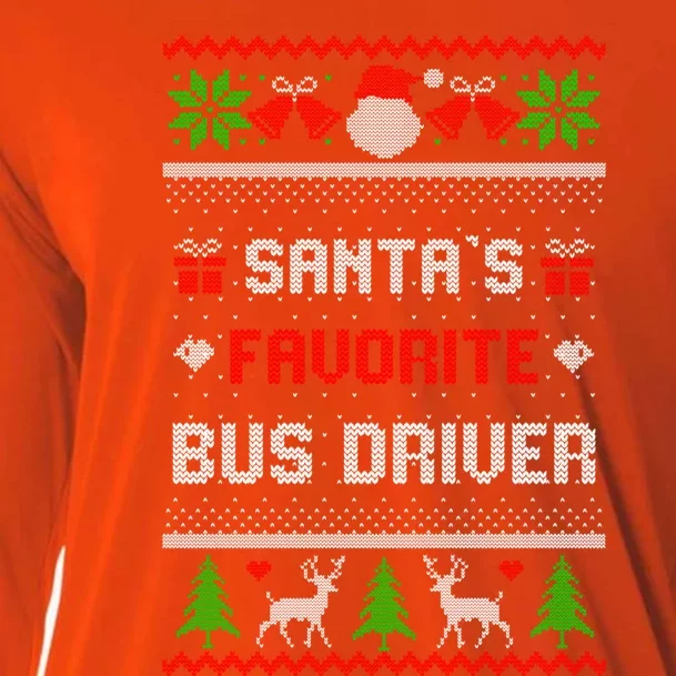 Funny Christmas Holiday Festive SantaS Favorite Bus Driver Gift Cooling Performance Long Sleeve Crew