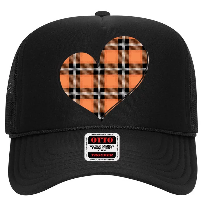 Fall Cute Heart High Crown Mesh Trucker Hat