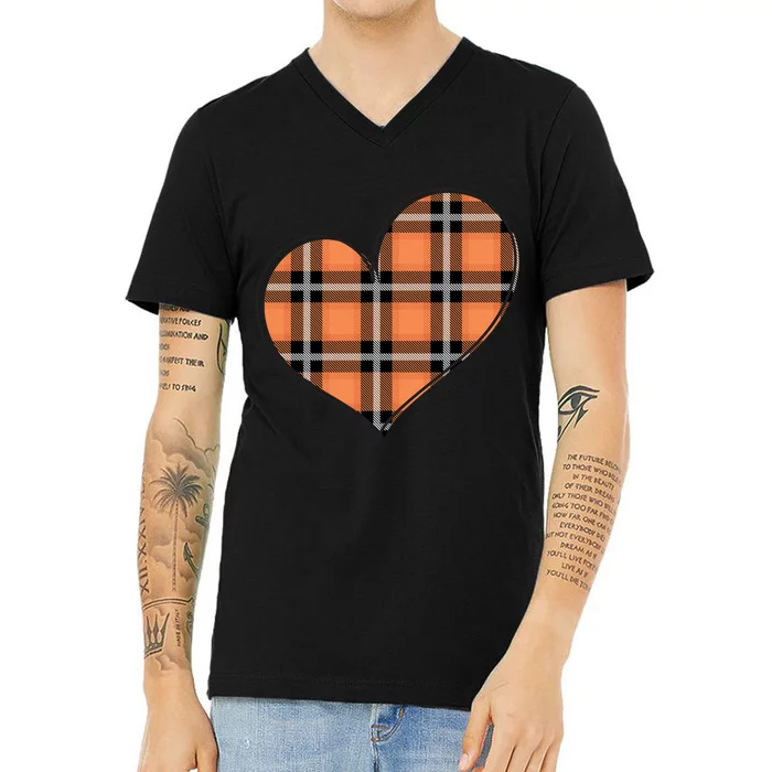 Fall Cute Heart V-Neck T-Shirt