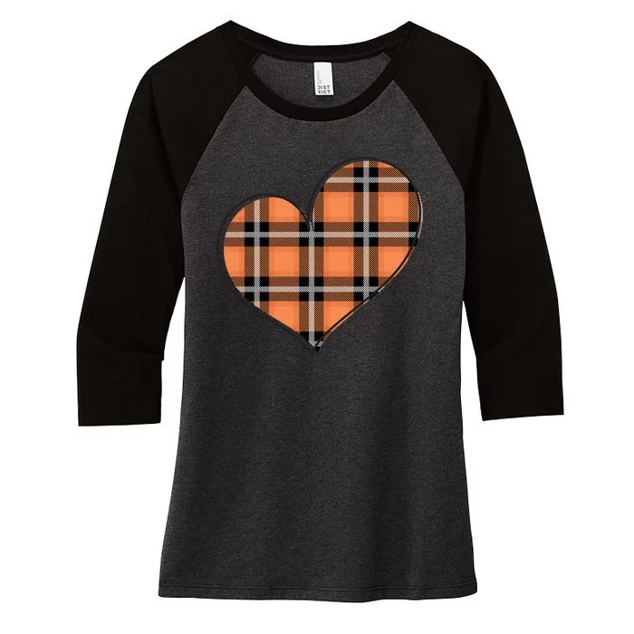 Fall Cute Heart Women's Tri-Blend 3/4-Sleeve Raglan Shirt