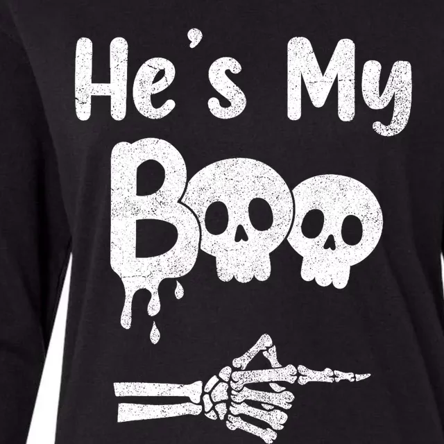 Funny Couples Halloween Matching Costumes HeS My Boo Womens Cotton Relaxed Long Sleeve T-Shirt