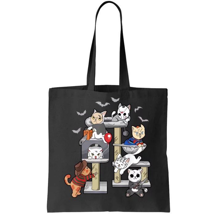 Funny Cat Horror Movies Cute Halloween Cat Lovers Matching Tote Bag