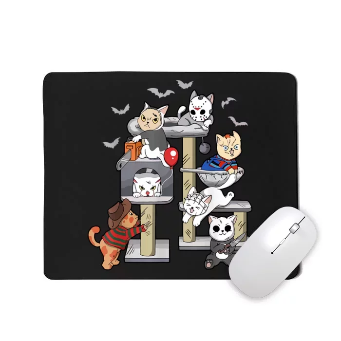 Funny Cat Horror Movies Cute Halloween Cat Lovers Matching Mousepad