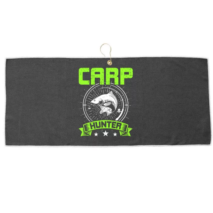 Fishing Carp Hunter Fisherman Fish Catching Large Microfiber Waffle Golf Towel